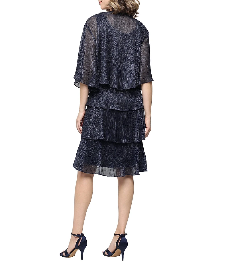 Ignite Evenings 3/4 Sleeve Embellished Crew Neck 2-Piece Jacket Dress
