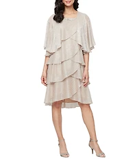 Ignite Evenings Short Sleeve Embellished Crew Neck 2-Piece Jacket Dress