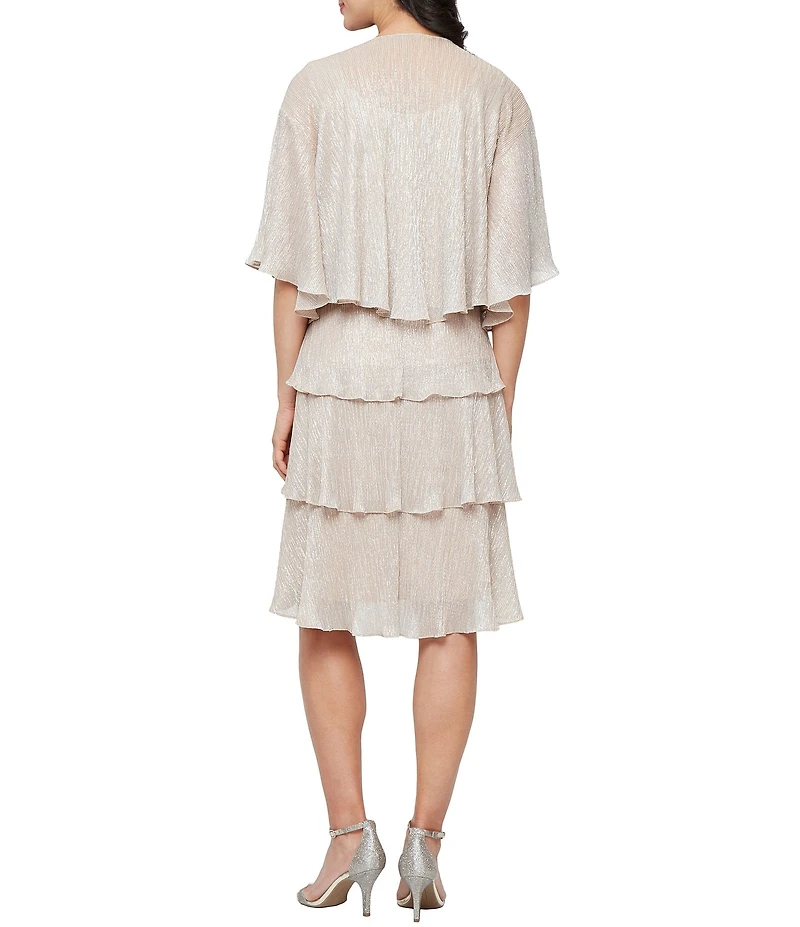 Ignite Evenings Short Sleeve Embellished Crew Neck 2-Piece Jacket Dress