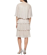 Ignite Evenings Short Sleeve Embellished Crew Neck 2-Piece Jacket Dress