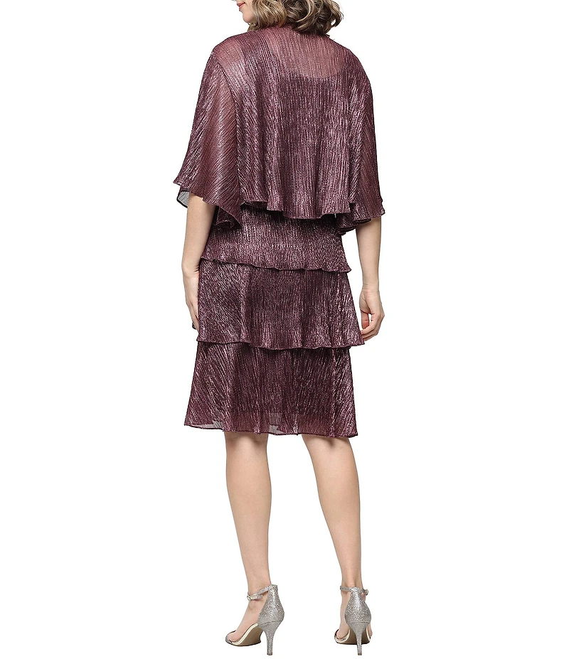 Ignite Evenings 3/4 Sleeve Embellished Crew Neck 2-Piece Jacket Dress