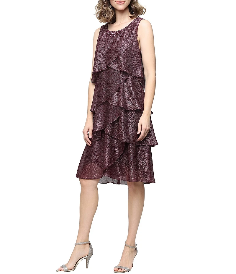 Ignite Evenings 3/4 Sleeve Embellished Crew Neck 2-Piece Jacket Dress