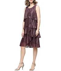Ignite Evenings 3/4 Sleeve Embellished Crew Neck 2-Piece Jacket Dress