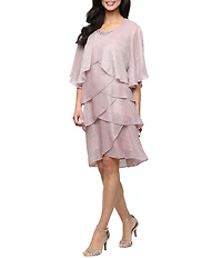 Ignite Evenings Short Sleeve Embellished Crew Neck 2-Piece Jacket Dress