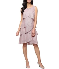 Ignite Evenings Short Sleeve Embellished Crew Neck 2-Piece Jacket Dress