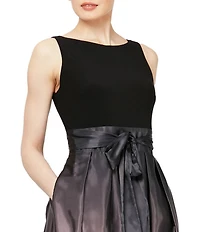 Ignite Evenings Sleeveless Round Neck Ombre Skirt Tie Waist Gown