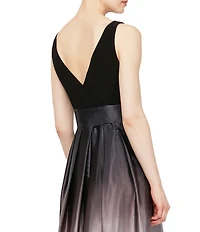 Ignite Evenings Sleeveless Round Neck Ombre Skirt Tie Waist Gown
