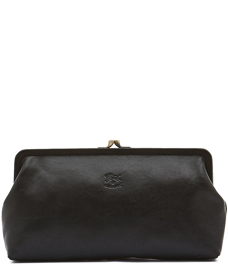 Il Bisonte Manuela Black Leather Clutch