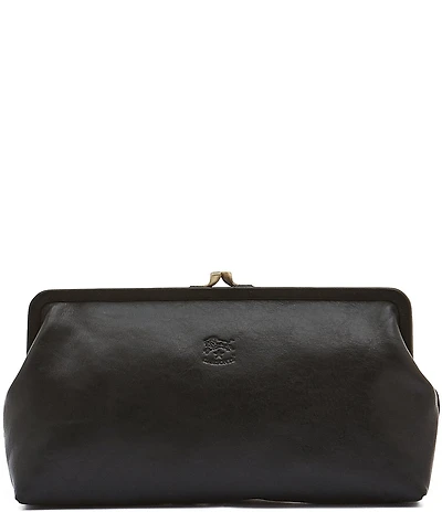 Il Bisonte Manuela Black Leather Clutch