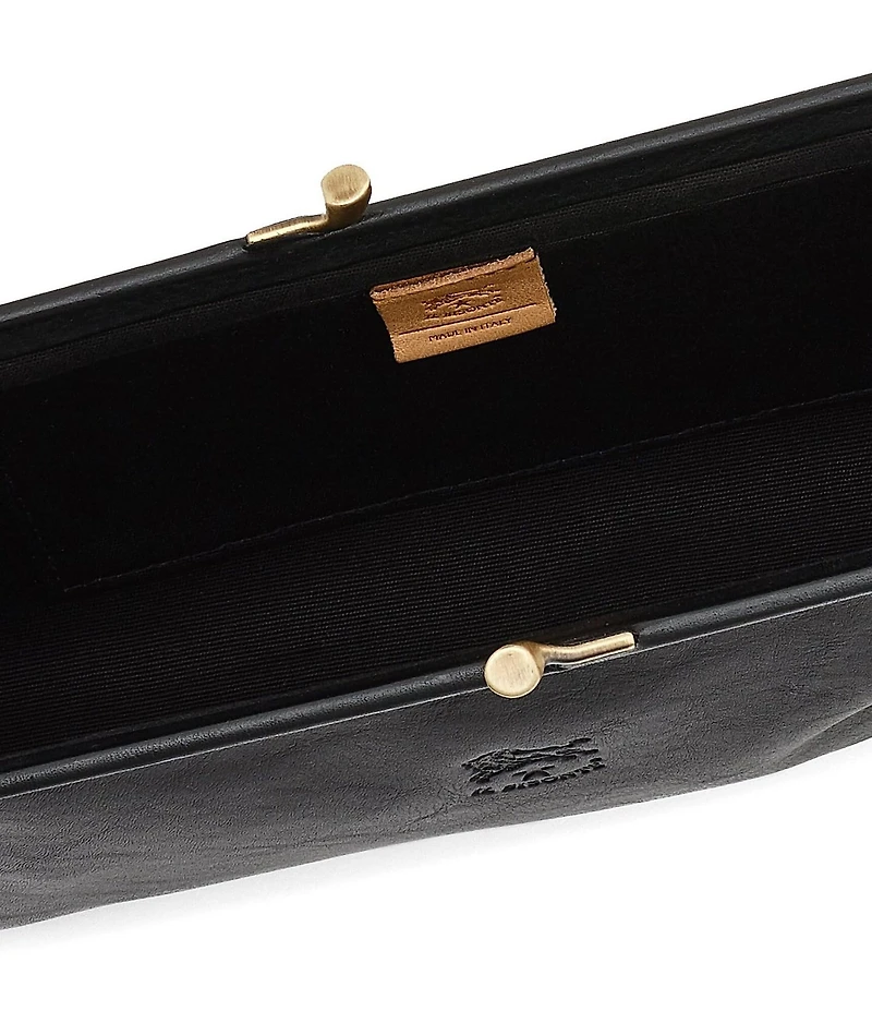Il Bisonte Manuela Black Leather Clutch