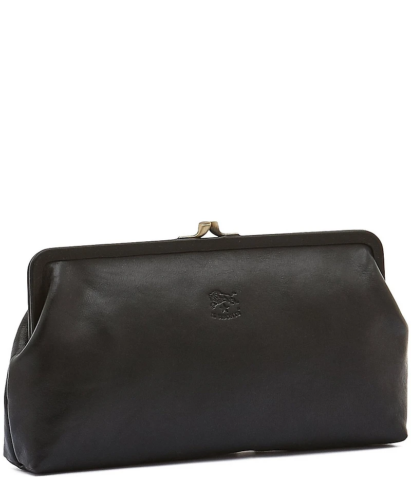 Il Bisonte Manuela Black Leather Clutch