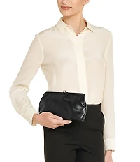 Il Bisonte Manuela Black Leather Clutch