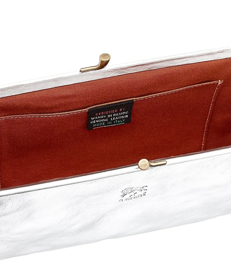 Il Bisonte Manuela Metallic Leather Clutch