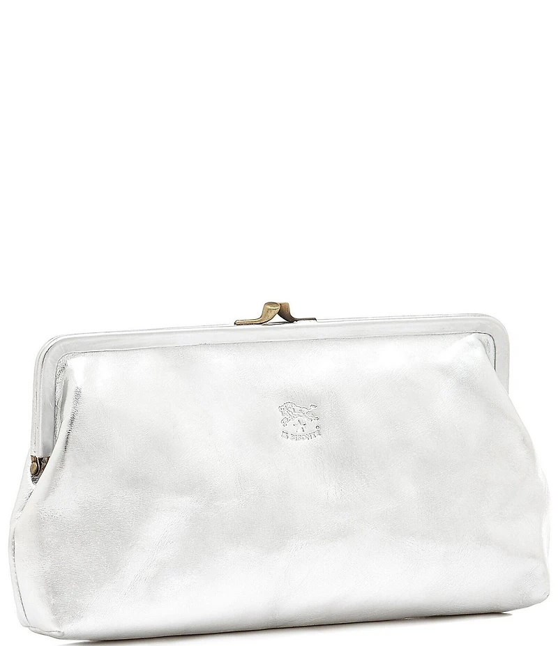 Il Bisonte Manuela Metallic Leather Clutch