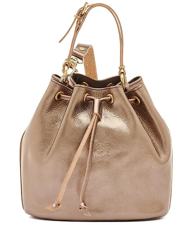 Il Bisonte Metallic Leather Bucket Bag