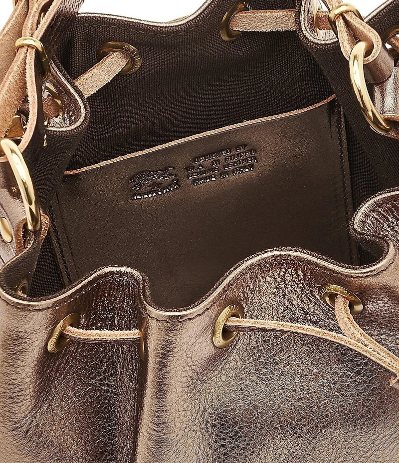 Il Bisonte Metallic Leather Bucket Bag