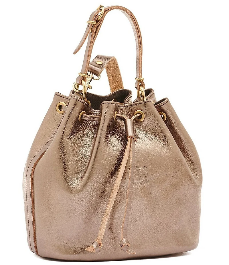 Il Bisonte Metallic Leather Bucket Bag