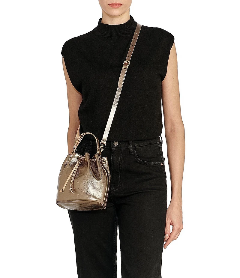 Il Bisonte Metallic Leather Bucket Bag