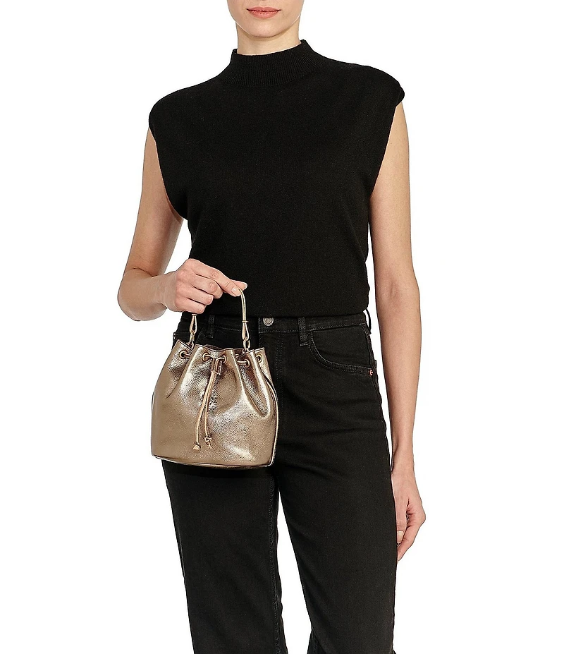 Il Bisonte Metallic Leather Bucket Bag