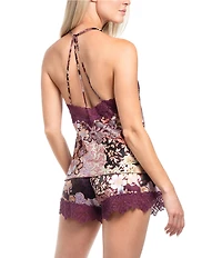In Bloom By Jonquil Sleeveless V-Neck Satin Boho Paisley Print Shorty Pajama Set