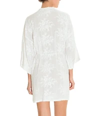 In Bloom by Jonquil Bird Song Embroidered Short Wrap Robe