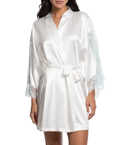 In Bloom By Jonquil Bridal 3/4 Sleeve Satin Coordinating Short Robe