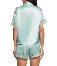 In Bloom By Jonquil Bridal Satin Short Sleeve Notch Collar Lace Shorty Pajama Set