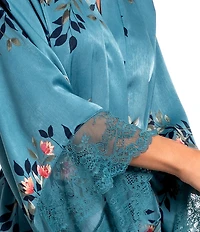 In Bloom by Jonquil Carlie Floral Print 3/4 Sleeve Satin Short Robe