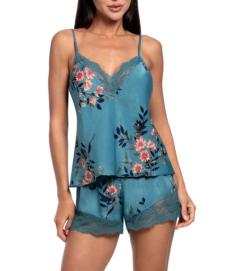 In Bloom By Jonquil Carlie Floral Print Sleeveless V-Neck Satin Cami & Shorty Pajama Set