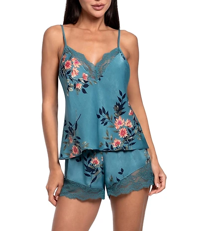In Bloom By Jonquil Carlie Floral Print Sleeveless V-Neck Satin Cami & Shorty Pajama Set