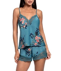 In Bloom By Jonquil Carlie Floral Print Sleeveless V-Neck Satin Cami & Shorty Pajama Set