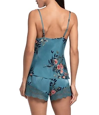 In Bloom by Jonquil Carlie Floral Print Sleeveless V-Neck Satin Cami & Shorty Pajama Set