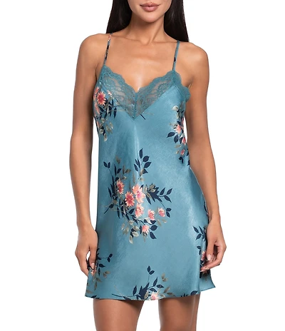 In Bloom by Jonquil Carlie Floral Print Sleeveless V-Neck Satin Chemise