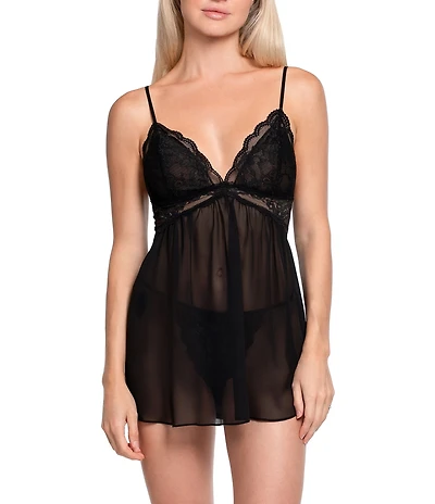In Bloom by Jonquil Chiffon Sleeveless V-Neck Babydoll & Panty Set