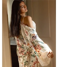 In Bloom By Jonquil Floral Print Sleeveless V-Neck Satin Shorty Pajama Set