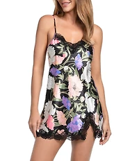 In Bloom By Jonquil Harriet Botanical Floral Satin Sleeveless V-Neck Coordinating Chemise