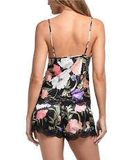 In Bloom By Jonquil Harriet Satin Botanical Floral Sleeveless V-Neck Shorty Pajama Set