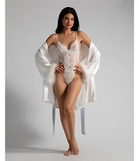In Bloom by Jonquil Lace Teddy and Satin Wrap Robe Bridal Set