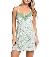 In Bloom By Jonquil Lisa Medallion Print Sleeveless V-Neck Jersey Knit Chemise