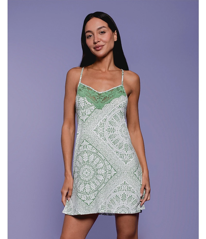 In Bloom By Jonquil Lisa Medallion Print Sleeveless V-Neck Jersey Knit Chemise