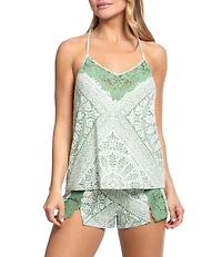 In Bloom By Jonquil Lisa Medallion Print Sleeveless V-Neck Jersey Knit Shorty Pajama Set