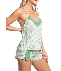 In Bloom By Jonquil Lisa Medallion Print Sleeveless V-Neck Jersey Knit Shorty Pajama Set