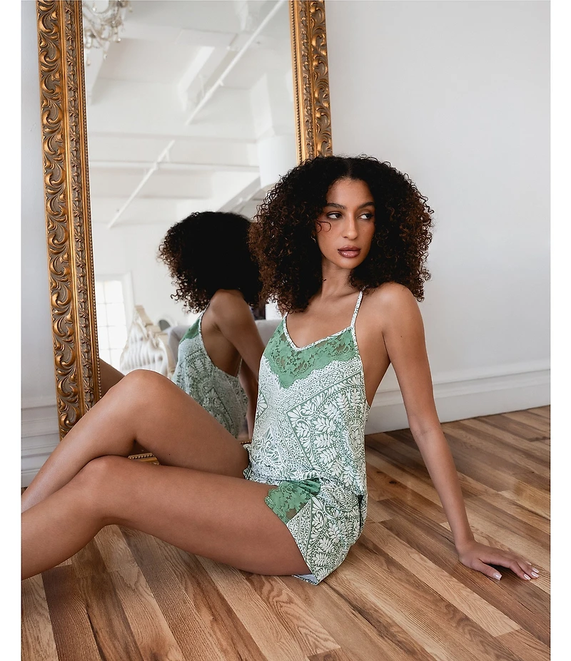 In Bloom By Jonquil Lisa Medallion Print Sleeveless V-Neck Jersey Knit Shorty Pajama Set