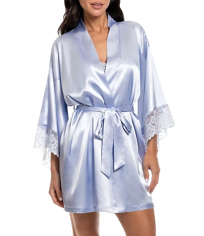 In Bloom By Jonquil Mina 3/4 Sleeve Lace & Satin Short Robe