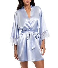 In Bloom By Jonquil Mina 3/4 Sleeve Lace & Satin Short Robe