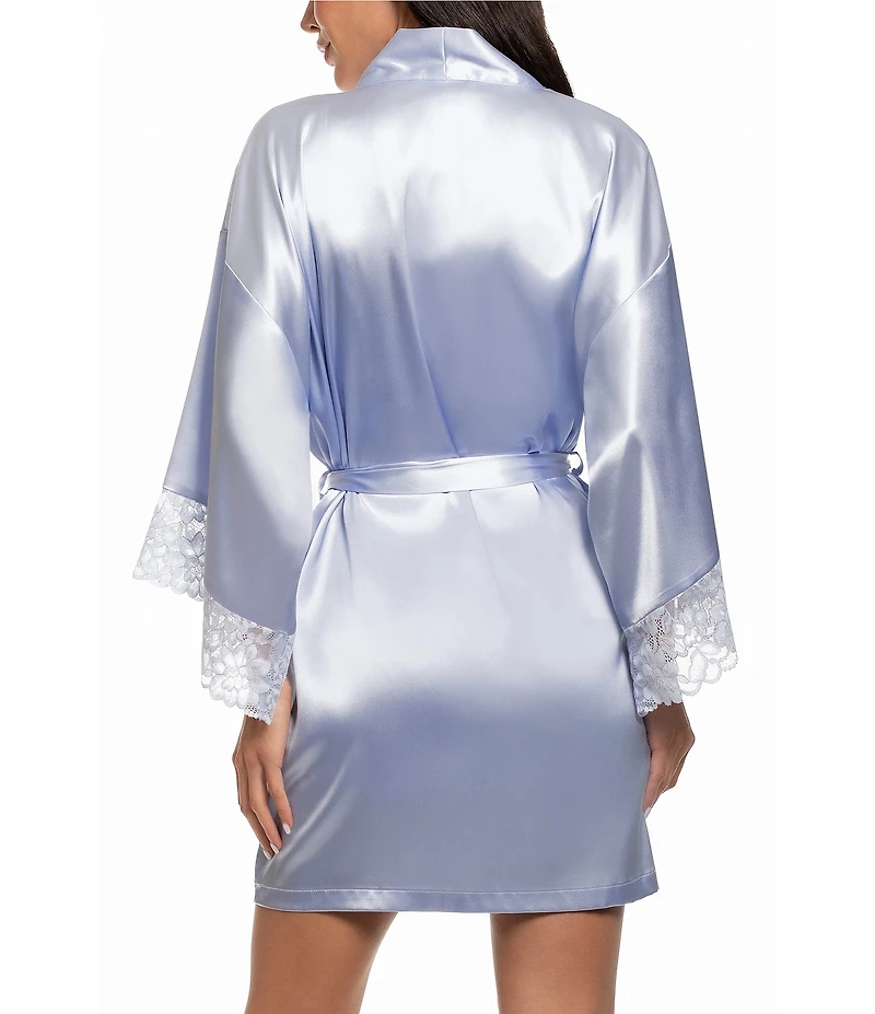 In Bloom By Jonquil Mina 3/4 Sleeve Lace & Satin Short Robe