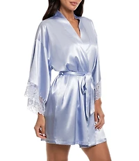 In Bloom By Jonquil Mina 3/4 Sleeve Lace & Satin Short Robe