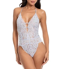 In Bloom By Jonquil Mina Sleeveless Lace Halter Neck Plunging V-Neck Teddy