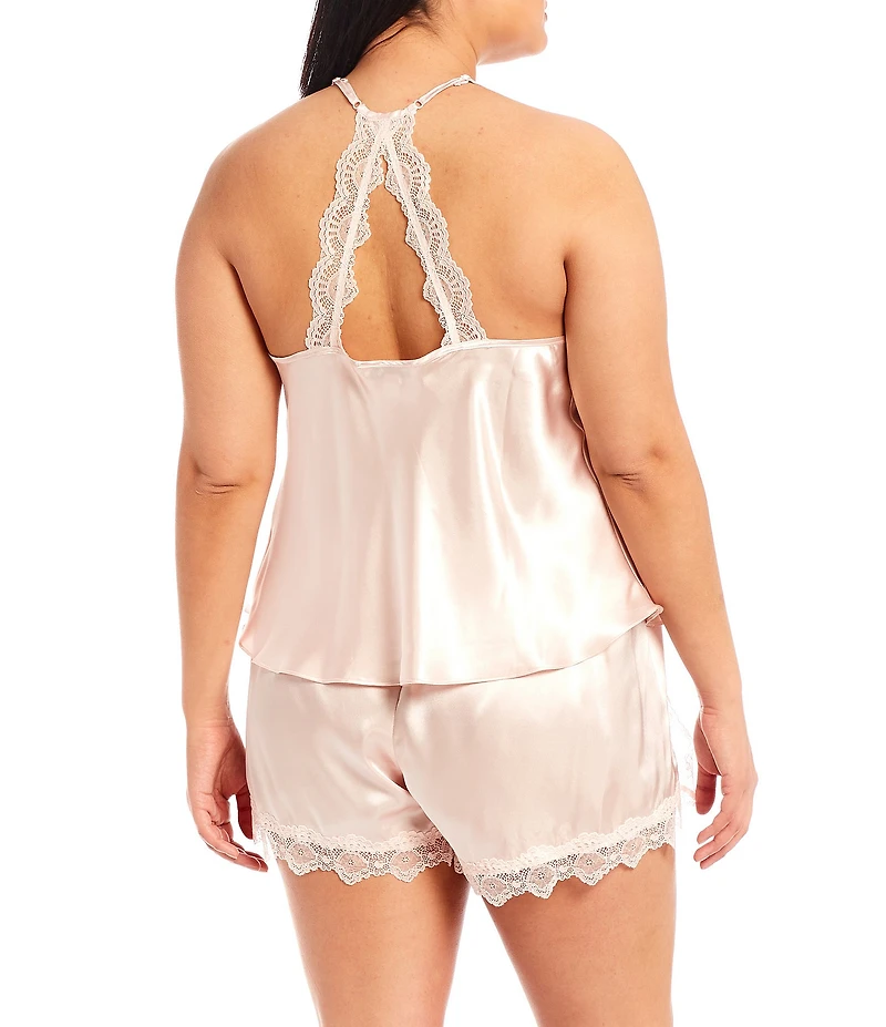 In Bloom by Jonquil Plus Size Solid Satin & Lace Shorty Pajama Set