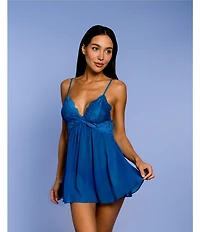 In Bloom By Jonquil Rosemary Sleeveless V-Neck Sheer Chiffon Babydoll & Thong Set